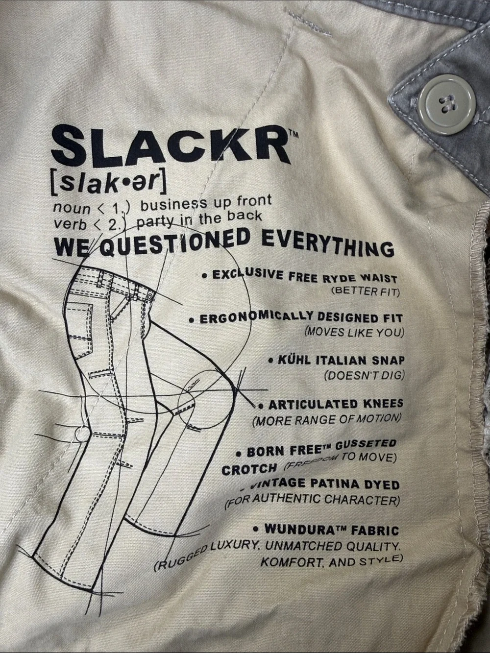 Kuhl SLACKR Pant Taupe PatinaDye Wundura Hiking Stretch Men 36x31 Tag 36x32 Read